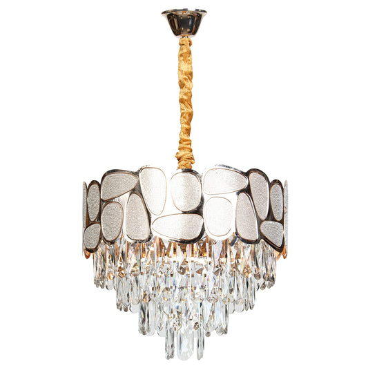 Φωτιστικό Κρεμαστό Μεταλλικό 7 x Ε14 Φ40x33 εκ. Champagne Gold με Κρύσταλλα