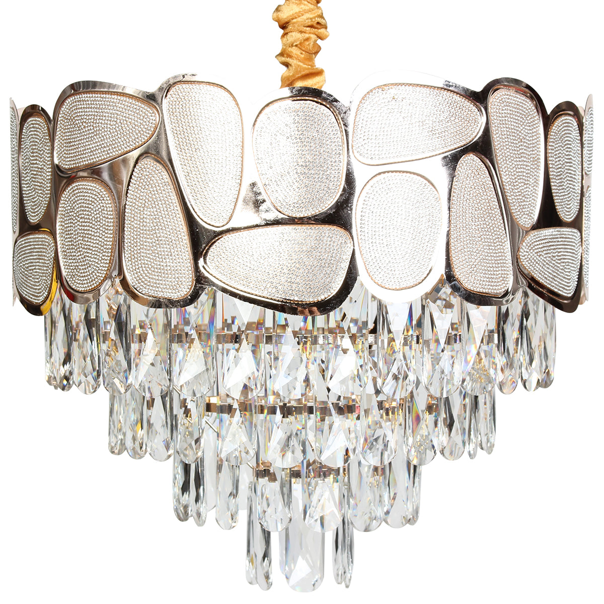 Φωτιστικό Κρεμαστό Μεταλλικό 7 x Ε14 Φ40x33 εκ. Champagne Gold με Κρύσταλλα