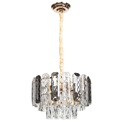Φωτιστικό Κρεμαστό Μεταλλικό 5 x Ε14 Φ37x24 εκ. Χρυσό με Κρύσταλλα και Γυάλινα Διακοσμητικά
