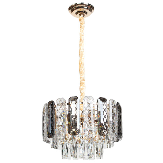 Φωτιστικό Κρεμαστό Μεταλλικό 5 x Ε14 Φ37x24 εκ. Χρυσό με Κρύσταλλα και Γυάλινα Διακοσμητικά