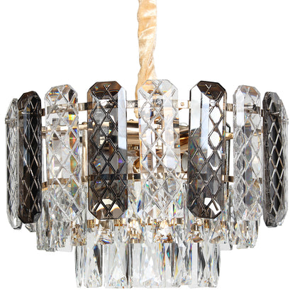 Φωτιστικό Κρεμαστό Μεταλλικό 5 x Ε14 Φ37x24 εκ. Χρυσό με Κρύσταλλα και Γυάλινα Διακοσμητικά