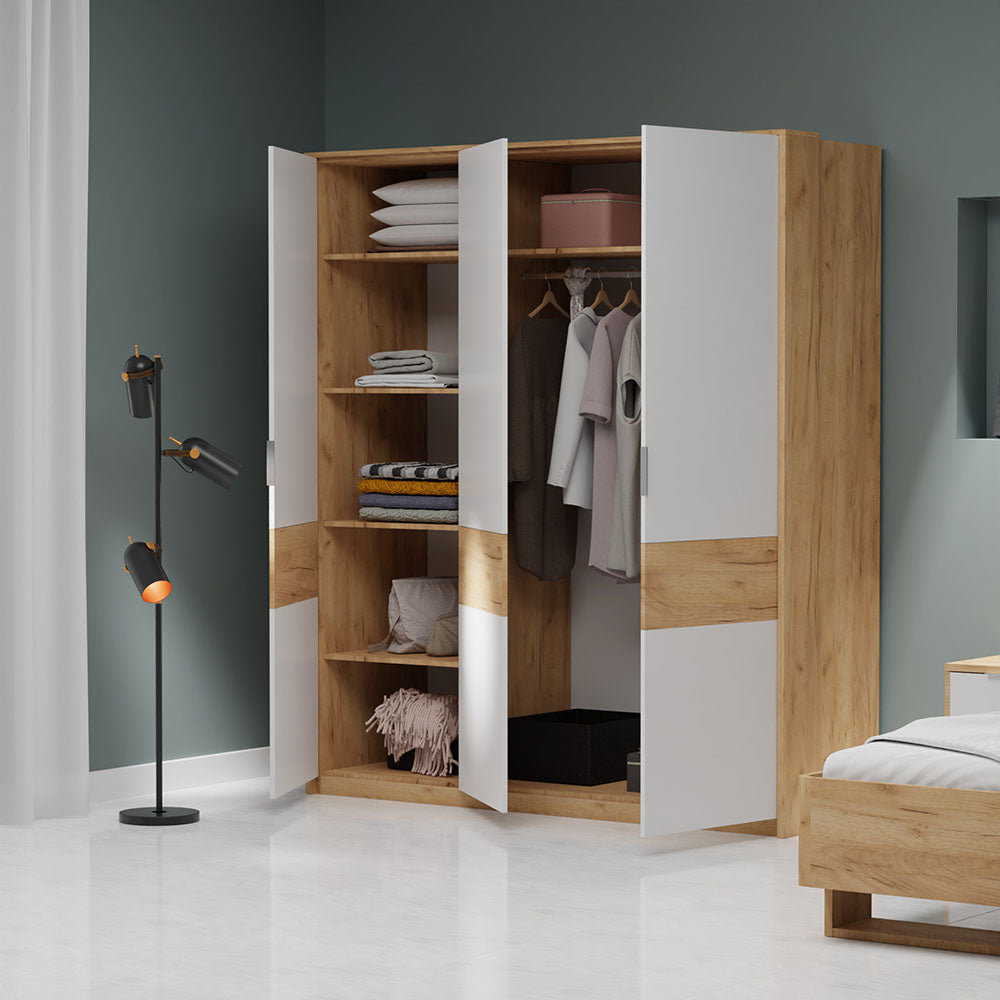 Ντουλάπα Avanti Τρίφυλλη Χρυσός Δρυς-Λευκό 184.8x65.6x214.2