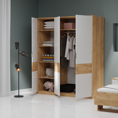 Ντουλάπα Avanti Τρίφυλλη Χρυσός Δρυς-Λευκό 184.8x65.6x214.2