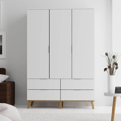 Ντουλάπα Neptune Τρίφυλλη Λευκό-Σονόμα 132x55x197