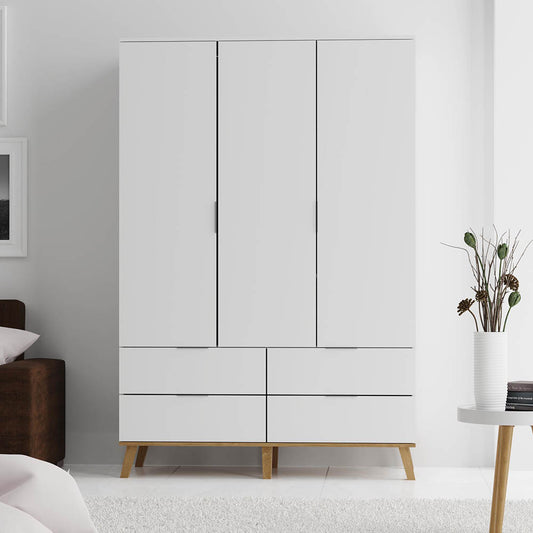 Ντουλάπα Neptune Τρίφυλλη Λευκό-Σονόμα 132x55x197