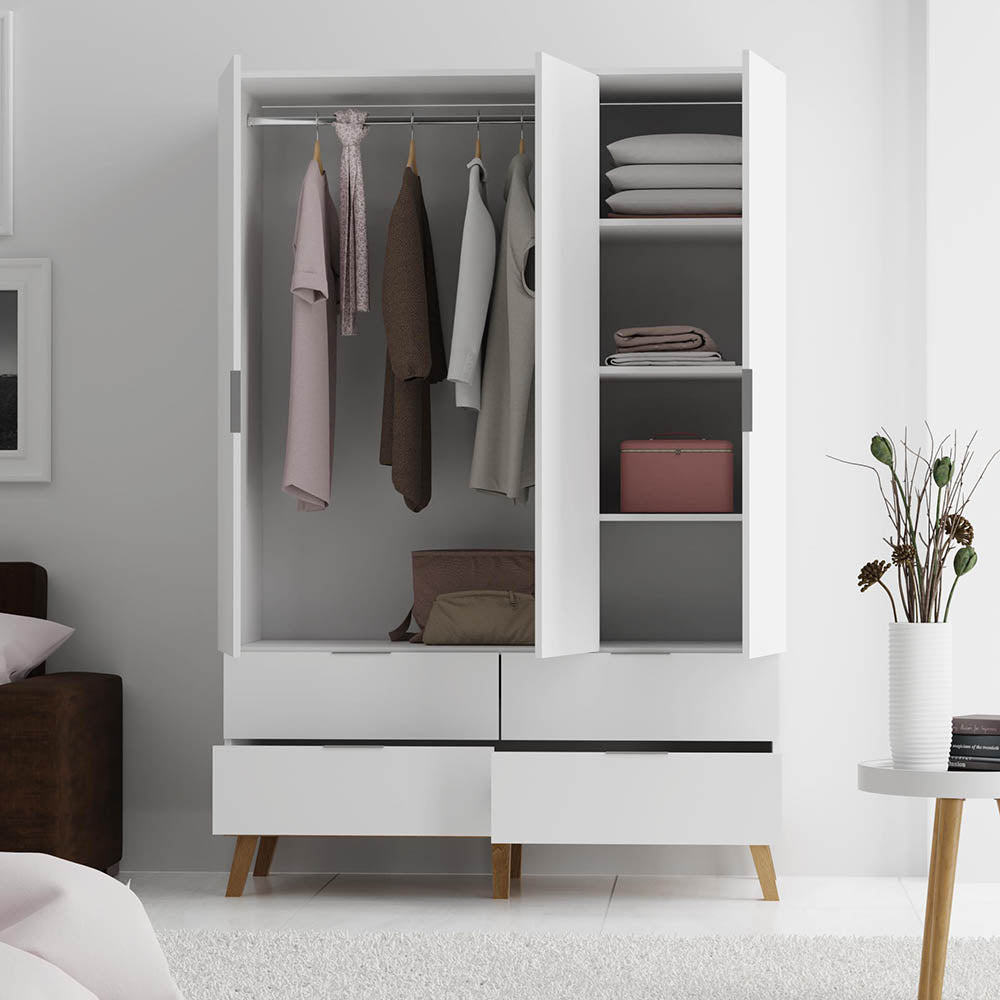 Ντουλάπα Neptune Τρίφυλλη Λευκό-Σονόμα 132x55x197