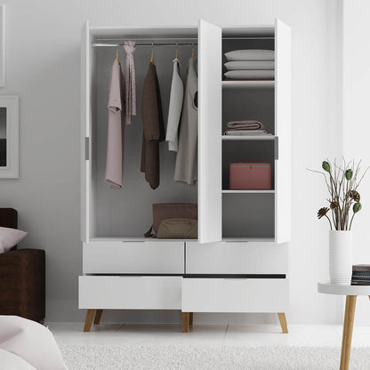 Ντουλάπα Neptune Τρίφυλλη Λευκό-Σονόμα 132x55x197