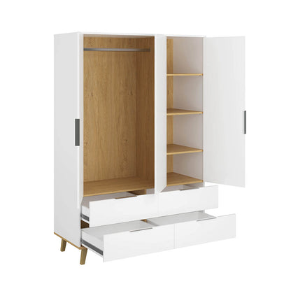 Ντουλάπα Neptune Τρίφυλλη Λευκό-Σονόμα 132x55x197