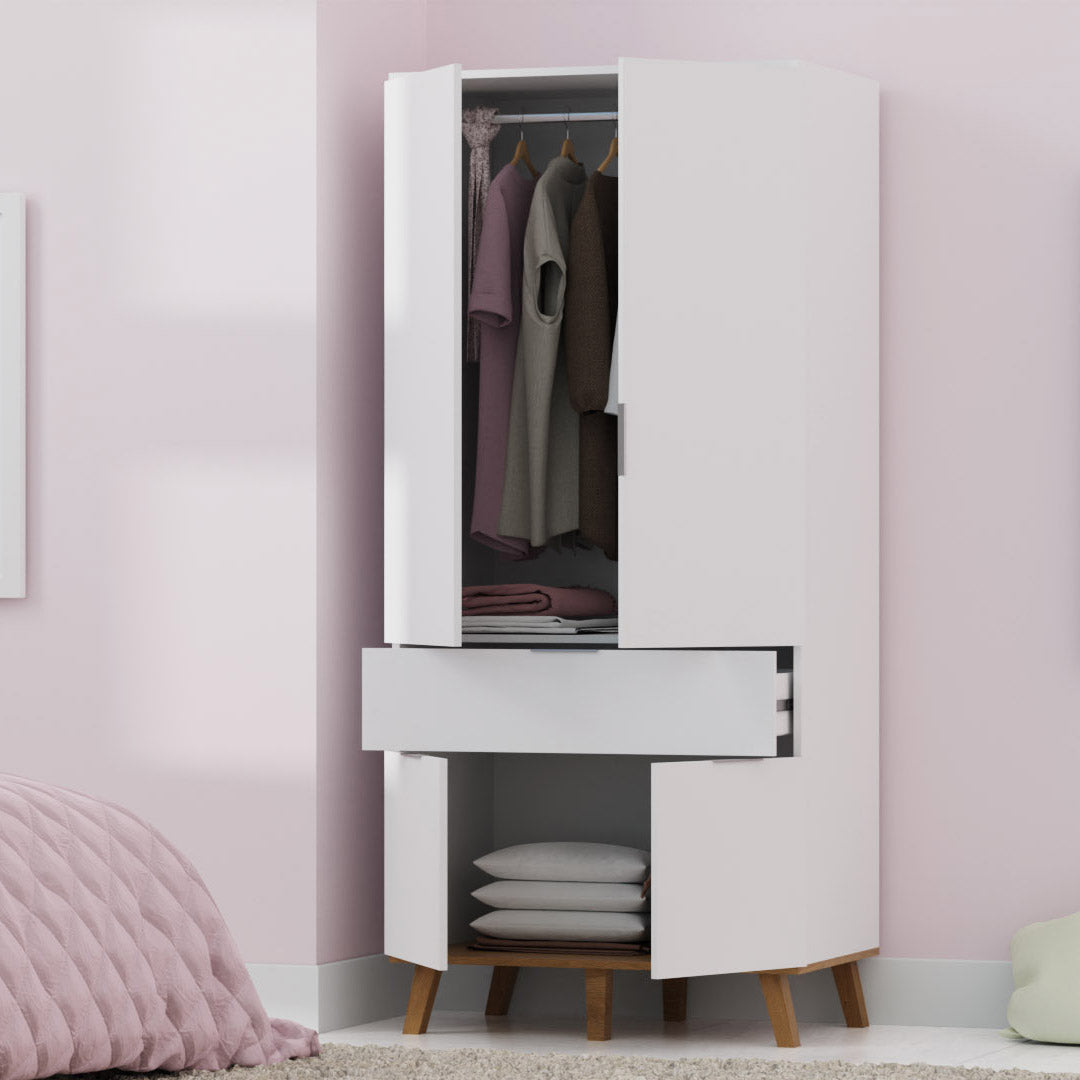 Ντουλάπα Neptune Δίφυλλη Λευκό-Σονόμα 88x55x197