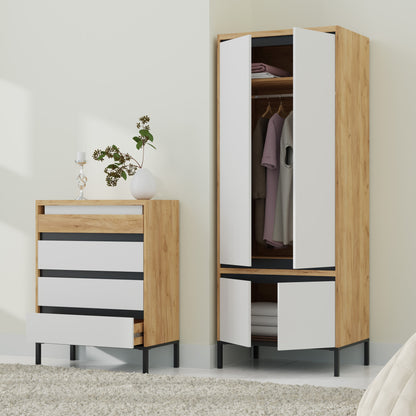 Συρταριέρα Palmor Χρυσό Δρυς-Λευκό 77x40x101