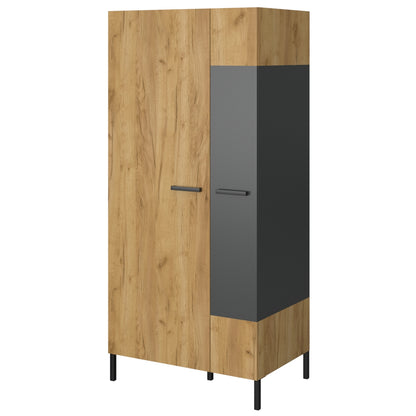 Δίφυλλη Ντουλάπα Santes Χρυσό Δρυς-Γραφίτης 90x60x197.5