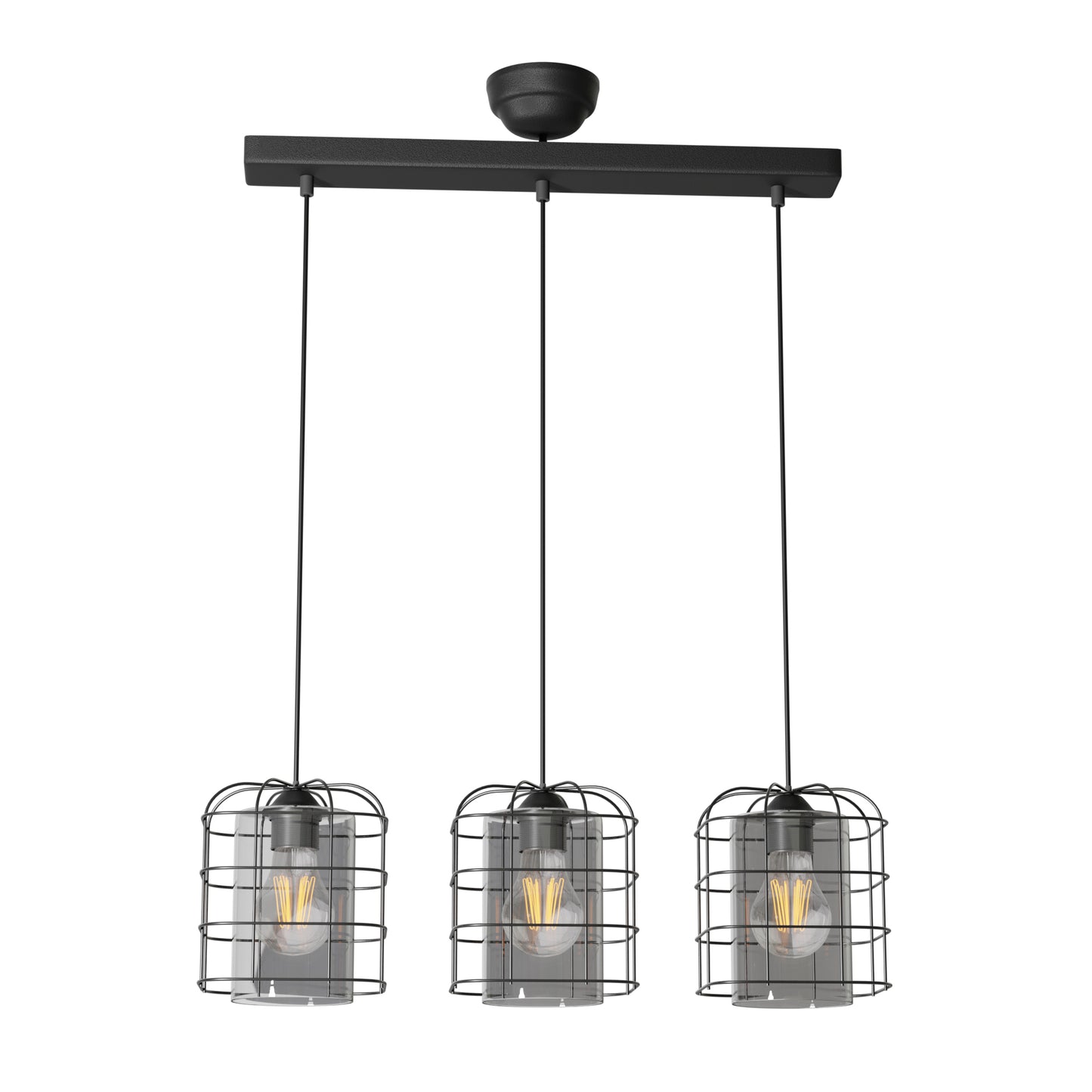 Φωτιστικό Κρεμαστό Τρίφωτο Μεταλλικό Μαύρο Ε27 50x15x65