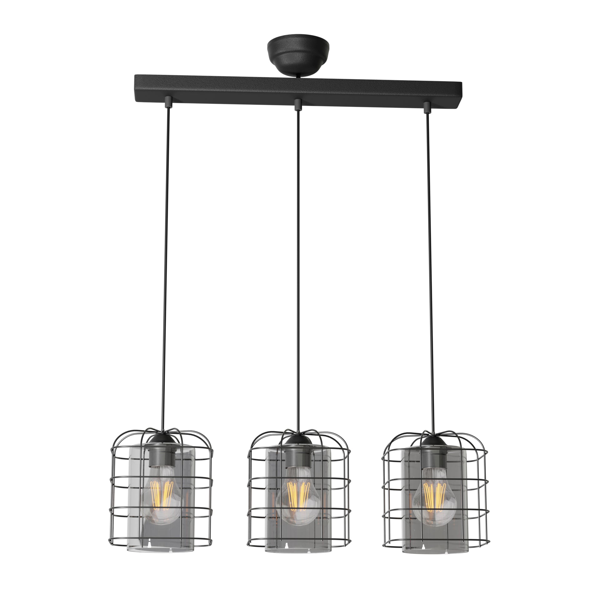 Φωτιστικό Κρεμαστό Τρίφωτο Μεταλλικό Μαύρο Ε27 50x15x65