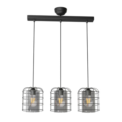 Φωτιστικό Κρεμαστό Τρίφωτο Μεταλλικό Μαύρο Ε27 50x15x65