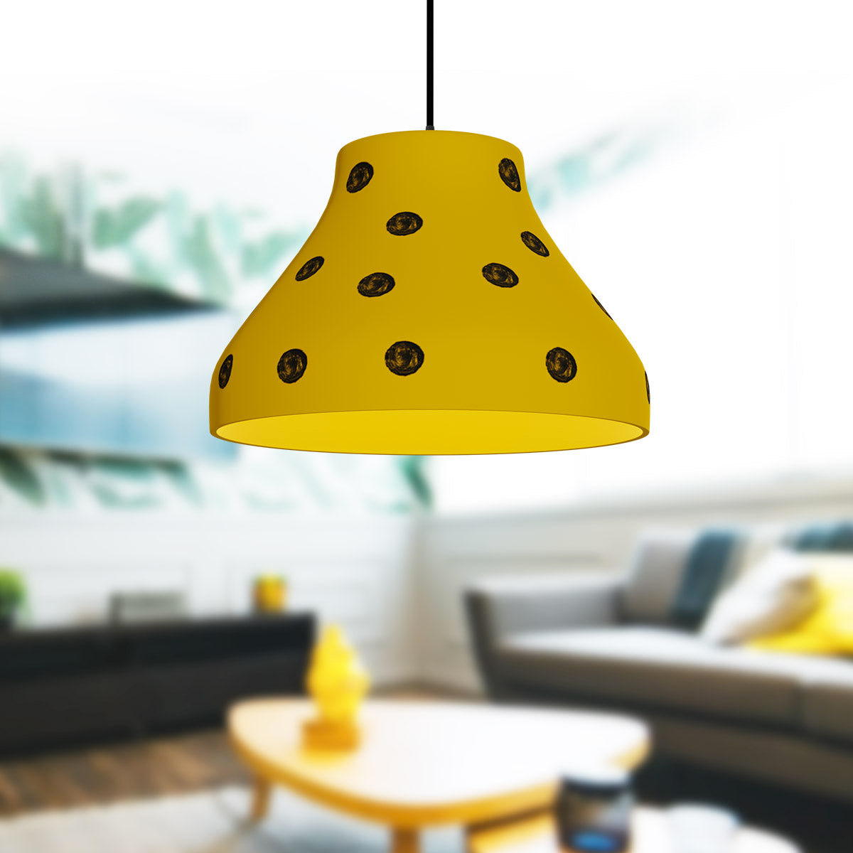 Φωτιστικό Κρεμαστό Γυάλινο Μονόφωτο Melon Χρώμα Κίτρινο Ε27 Φ24x70