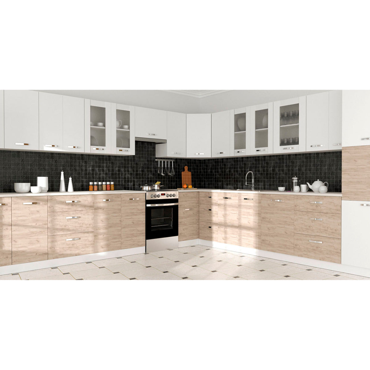 Charlotte Kitchen Column with Metal Handles White 60x56x213.4