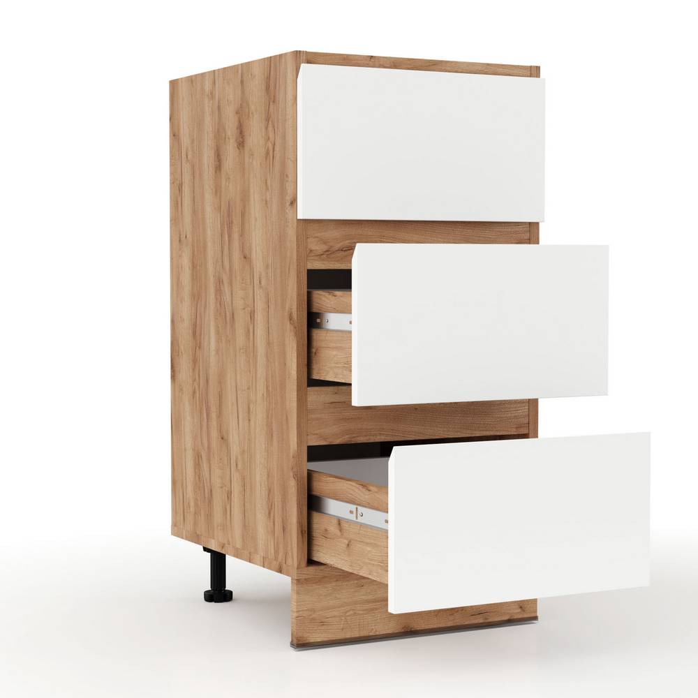 Floor-standing Chest of Drawers Soft White with Oak Dimensions 40x46.5x81.5
