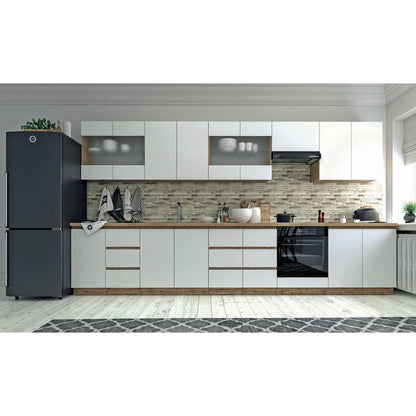 Soft Kitchen Cabinet, White with Oak, Dimensions 30x46.5x81.5