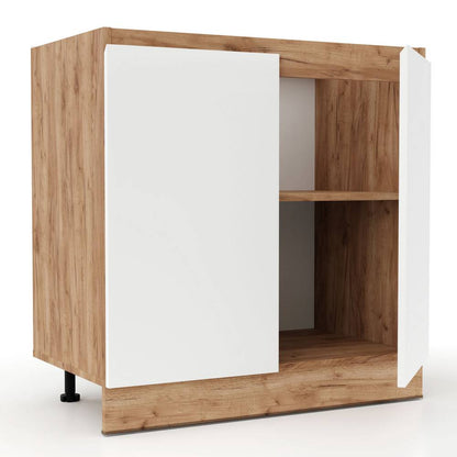 Επιδαπέδιο Ντουλάπι Νεροχύτη Κουζίνας Soft Λευκό με Βελανιδιά 80x46,5x81,5