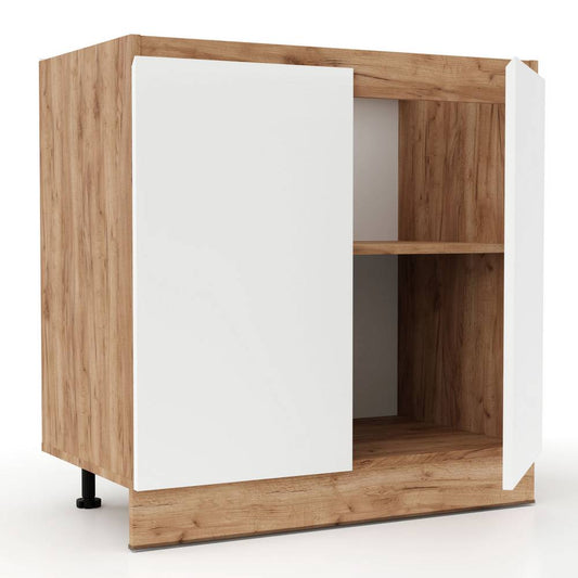 Επιδαπέδιο Ντουλάπι Νεροχύτη Κουζίνας Soft Λευκό με Βελανιδιά 80x46,5x81,5