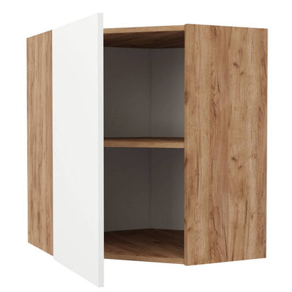 Επιτοίχιο Γωνιακό Ντουλάπι Κουζίνας Soft Λευκό με Βελανιδιά Διαστάσεις 60x60x72,8