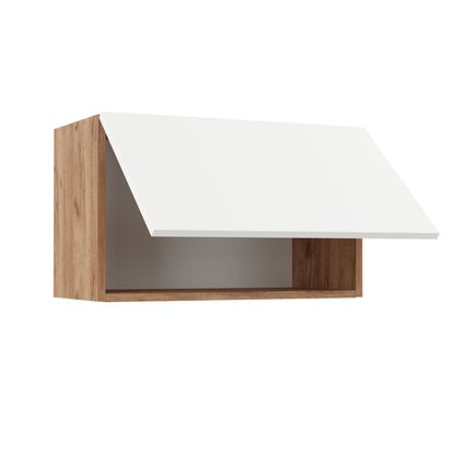 Wall-mounted Kitchen Hood Cabinet Soft White with Oak Dimensions 60x30.5x36