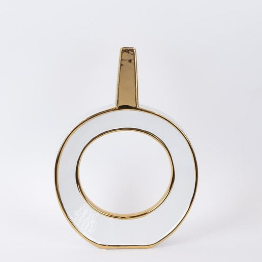 ΒΑΖΟ ΚΕΡΑΜΙΚΟ ΛΕΥΚΟ-ΧΡΥΣΟ 27x16x38