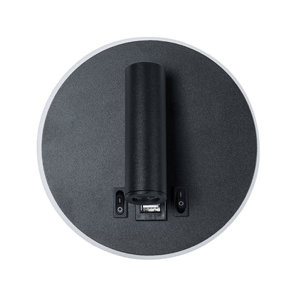 LADY-R 60938 Μοντέρνο Φωτιστικό Τοίχου - Απλίκα Ξενοδοχείου Reading Light με Φορτιστή USB 3A LED 6W 600lm 36° & 360° AC 220-240V IP20 Φυσικό Λευκό 4500K - Bridgelux COB Chip & TÜV SÜD Driver - Μαύρο Ματ - Μ15 x Π15 x Υ7