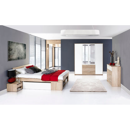 Ντουλάπα Τετράφυλλη Rico Λευκή-Sonoma 180x62x206