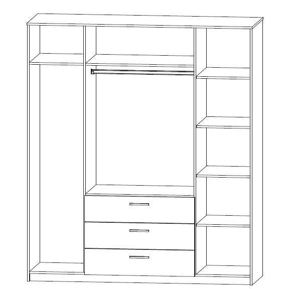Ντουλάπα Τετράφυλλη Rico Λευκή-Sonoma 180x62x206