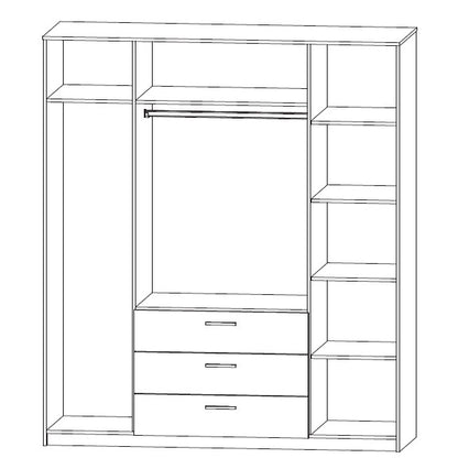 Ντουλάπα Τετράφυλλη Rico Λευκή-Sonoma 180x62x206