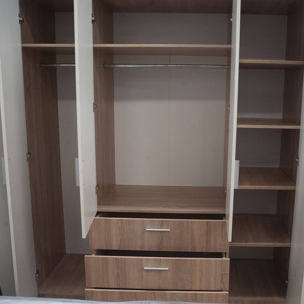 Ντουλάπα Τετράφυλλη Rico Λευκή-Sonoma 180x62x206