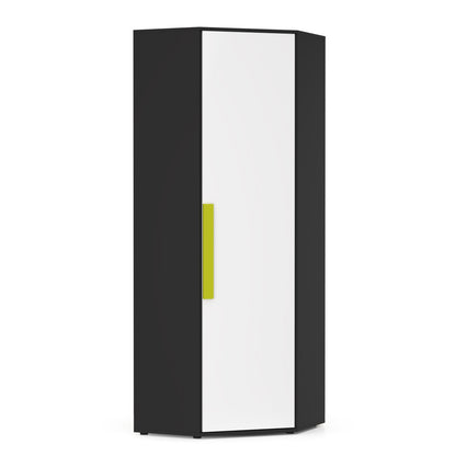 Ντουλάπα Μονόφυλλη Γωνιακή Alex 51x35/71x194 Γραφίτης-Λευκό