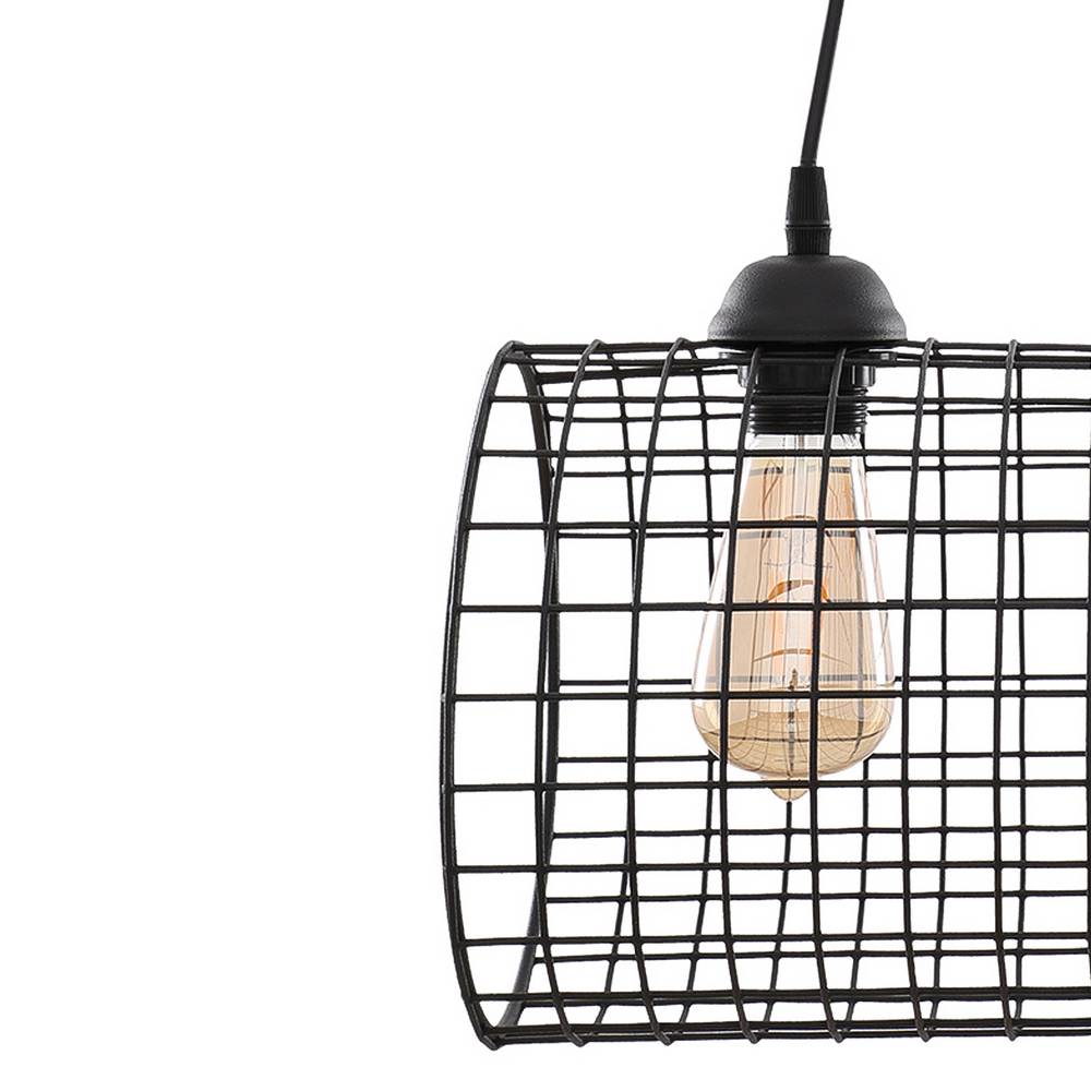 Φωτιστικό Κρεμαστό Μονόφωτο Μεταλλικό Κύλινδρος Μαύρο E27 22x22x70