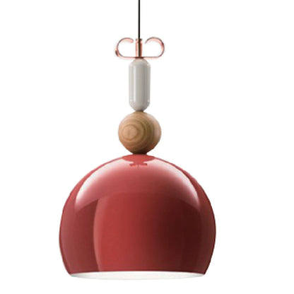 Φωτιστικό Κρεμαστό Μονόφωτο Μεταλλικό Κόκκινο Γυαλιστερό 35x35x150