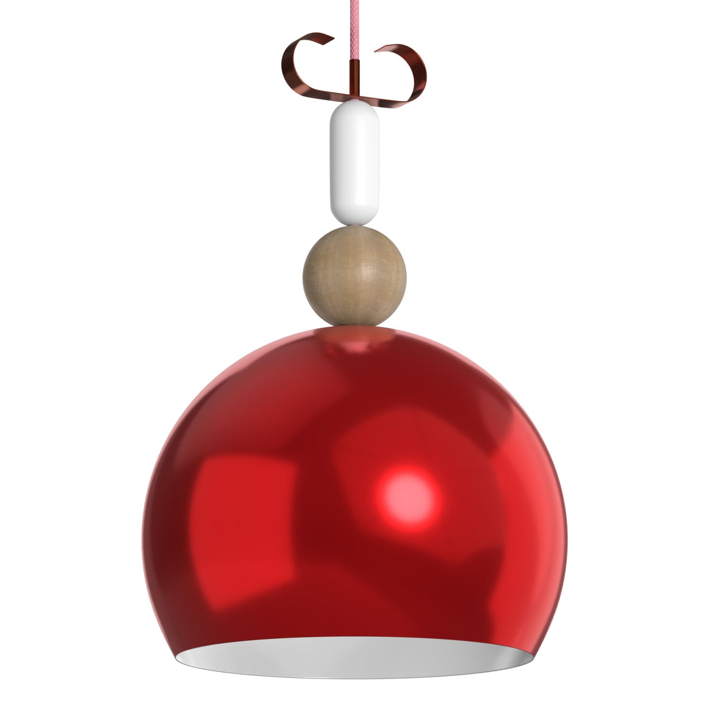 Φωτιστικό Κρεμαστό Μονόφωτο Μεταλλικό Κόκκινο Γυαλιστερό 35x35x150