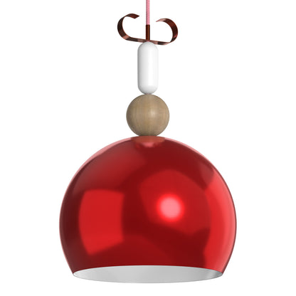 Φωτιστικό Κρεμαστό Μονόφωτο Μεταλλικό Κόκκινο Γυαλιστερό 35x35x150