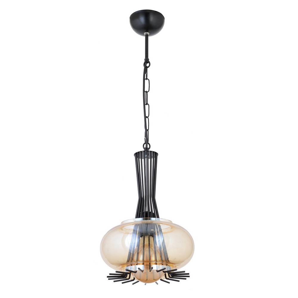 Φωτιστικό Κρεμαστό Μοντέρνο Μονόφωτο Μαύρο με Γυαλί E27 23x23x65