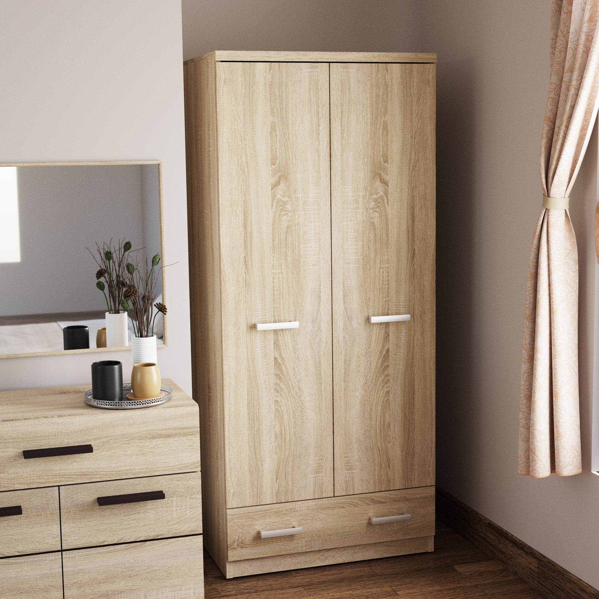 Ντουλάπα Δίφυλλη Top Mix Sonoma 80x57x183