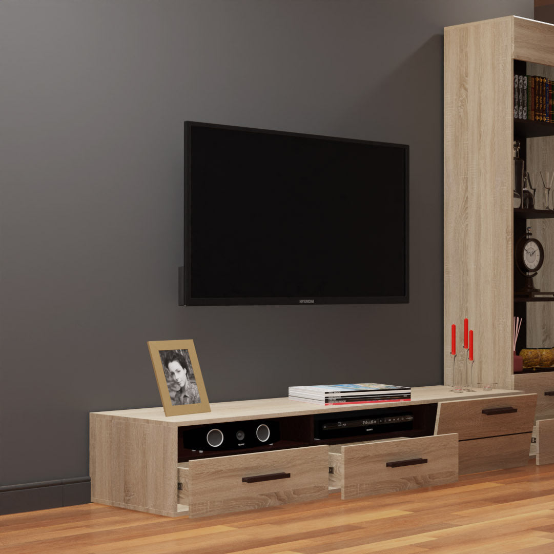 Έπιπλο TV Solo 180x52x34 Αριστερό Sonoma-Wenge MDF Καμπυλωτό Τελείωμα στις Πόρτες