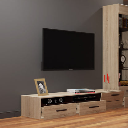 Έπιπλο TV Solo 180x52x34 Αριστερό Sonoma-Wenge MDF Καμπυλωτό Τελείωμα στις Πόρτες