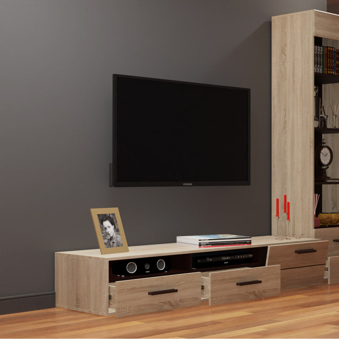 Έπιπλο TV Solo 180x52x34 Αριστερό Sonoma-Wenge MDF Καμπυλωτό Τελείωμα στις Πόρτες