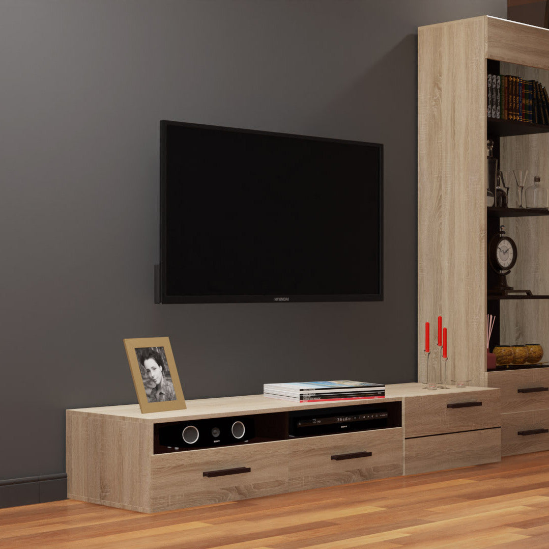 Έπιπλο TV Solo 180x52x34 Αριστερό Sonoma-Wenge MDF Καμπυλωτό Τελείωμα στις Πόρτες
