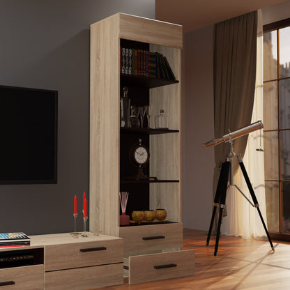 Βιβλιοθήκη Solo 60x41x197 Sonoma με Wenge και MDF Καμπυλωτό Τελείωμα