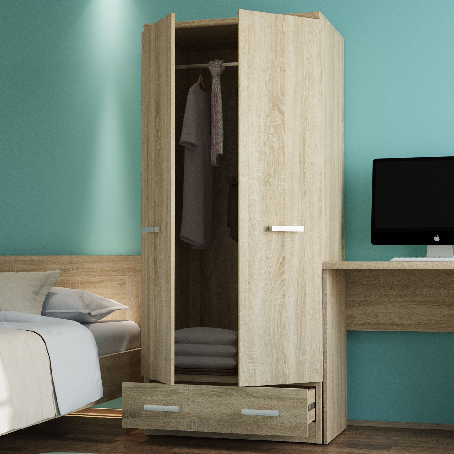 Ντουλάπα Δίφυλλη Top Mix Sonoma 80x57x183