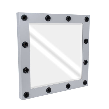 MAKEUP MIRROR-80x80-3 Μοντέρνος Καθρέπτης Μακιγιάζ με Πλαίσιο Φυσικού Ξύλου με Διακόπτη On/Off 12 x E27 AC220-240V - Μ80 x Π7 x Υ80cm - Γκρι Τσιμέντου