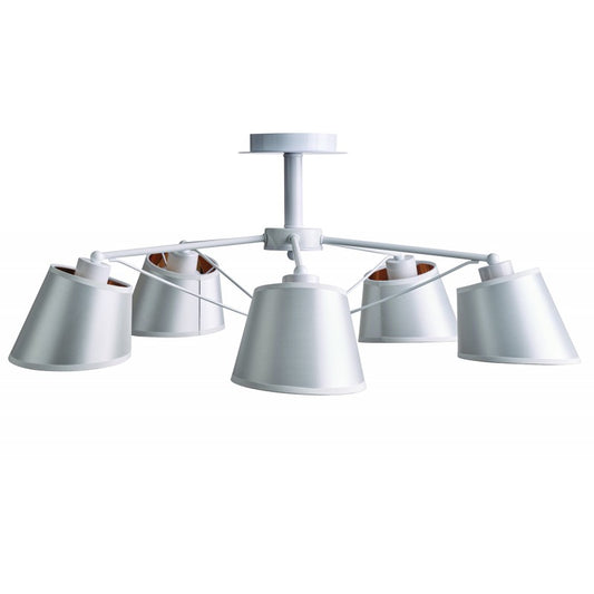 Φωτιστικό Πολύφωτο 5φ Μέταλλο/Αμπαζούρ Λευκό Ε27