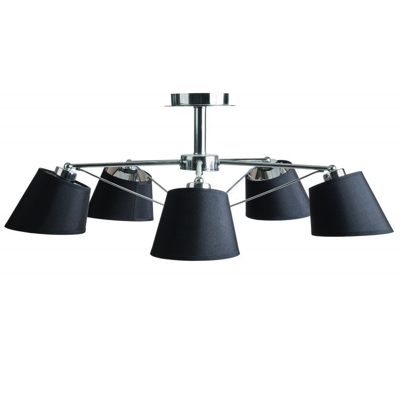 Φωτιστικό Πολύφωτο 5φ Μέταλλο/Αμπαζούρ Χρώμιο Ε27