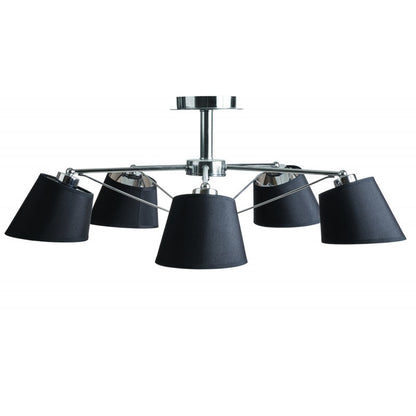 Φωτιστικό Πολύφωτο 5φ Μέταλλο/Αμπαζούρ Χρώμιο Ε27