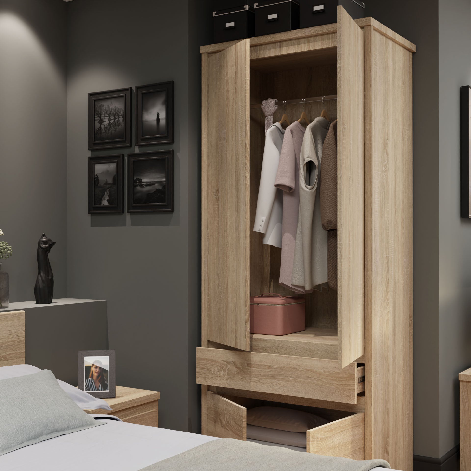 Ντουλάπα Δίφυλλη Norton Sonoma 88x55x210